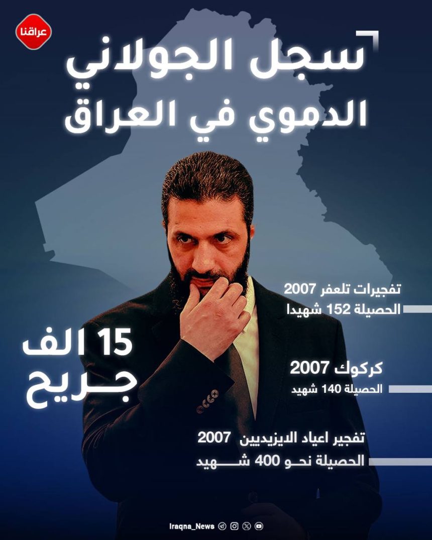 بالإنفوغرافيك.. الجولاني من سفك دم 16 ألف عراقي إلى لقاء رسمي مع السوداني في قطر!!