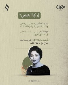 أول وزيرة للتعليم العالي في العراق

من هي؟

من مواليد بغداد سنة 1928

درست في الجامعة الأميركية في بيروت، ونالت الدكتوراه من جامعة كاليفورنيا
